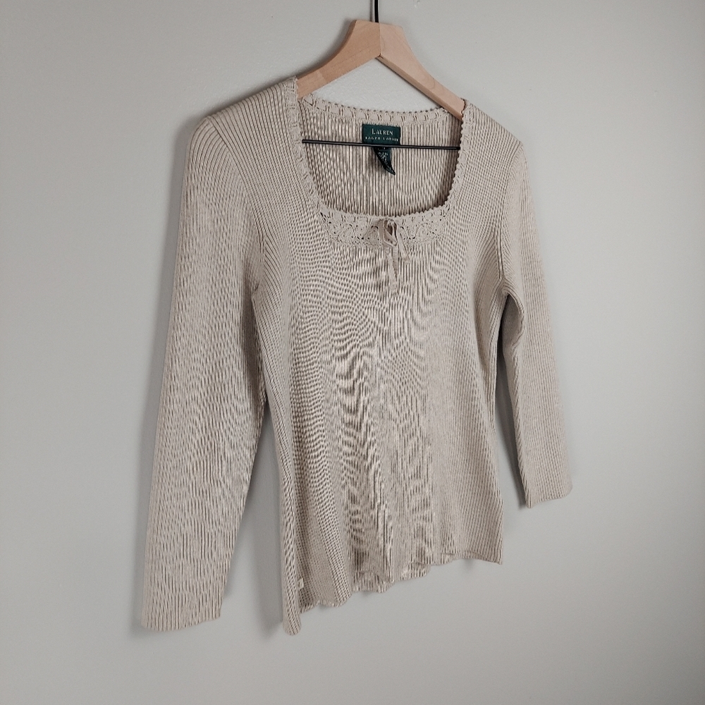 Ralph Lauren Ribbed Neutral Top - Picture 2 of 9